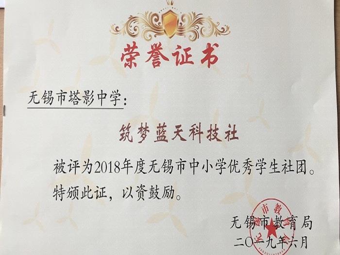 33、“筑梦蓝天科技社6”被评为2018年度无锡市中小学生优秀学生社团.jpg